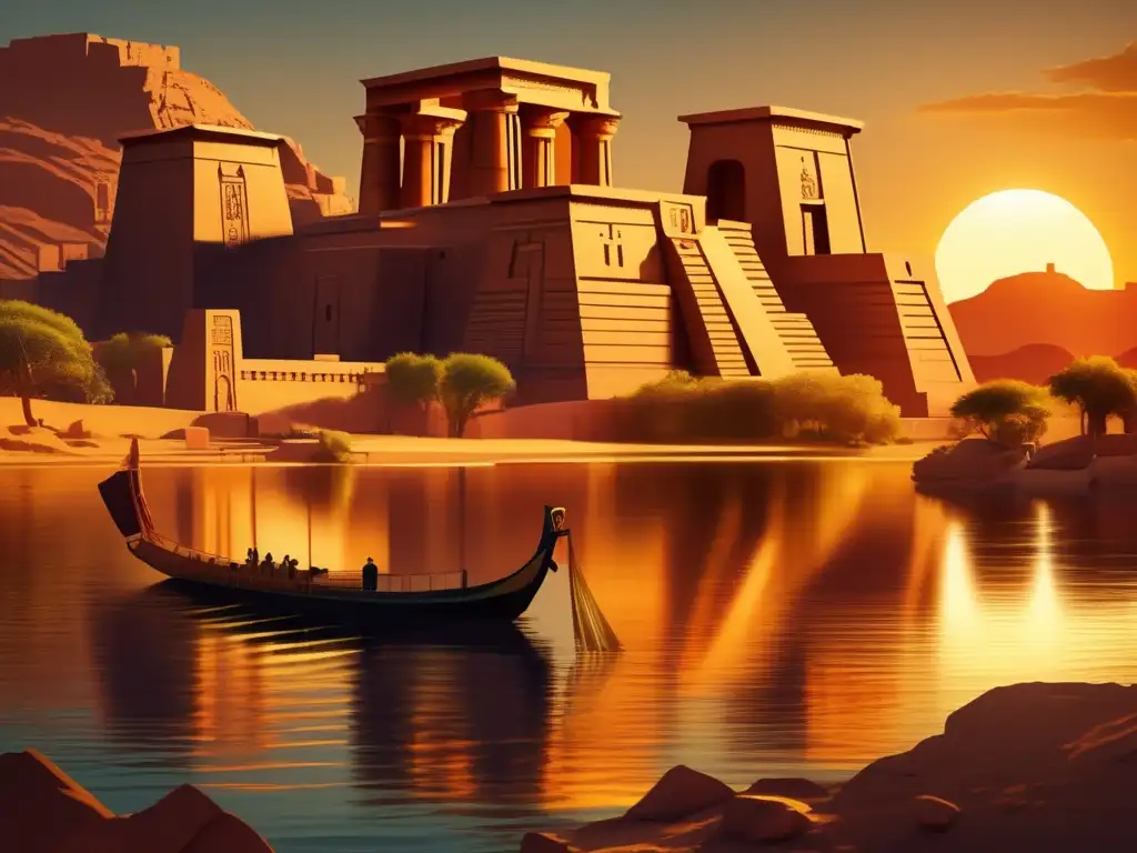 Amanecer místico en Philae, donde el majestuoso Templo de Isis domina el paisaje