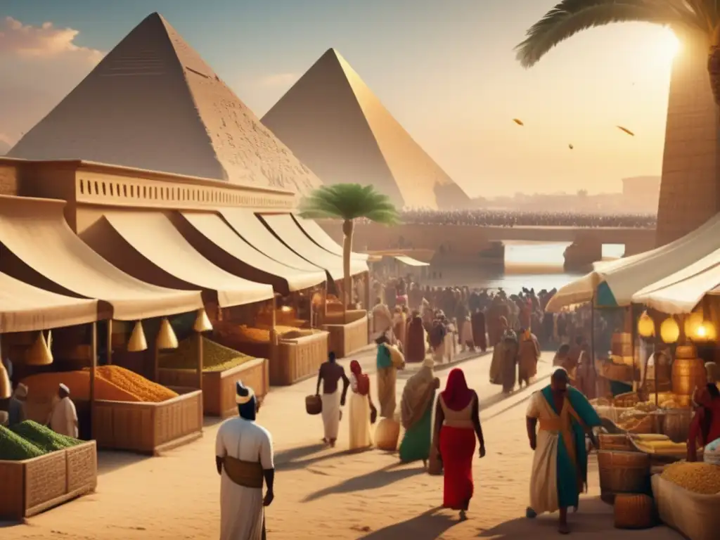 Una animada escena comercial en el antiguo Egipto evoca las relaciones comerciales entre Punt y Egipto