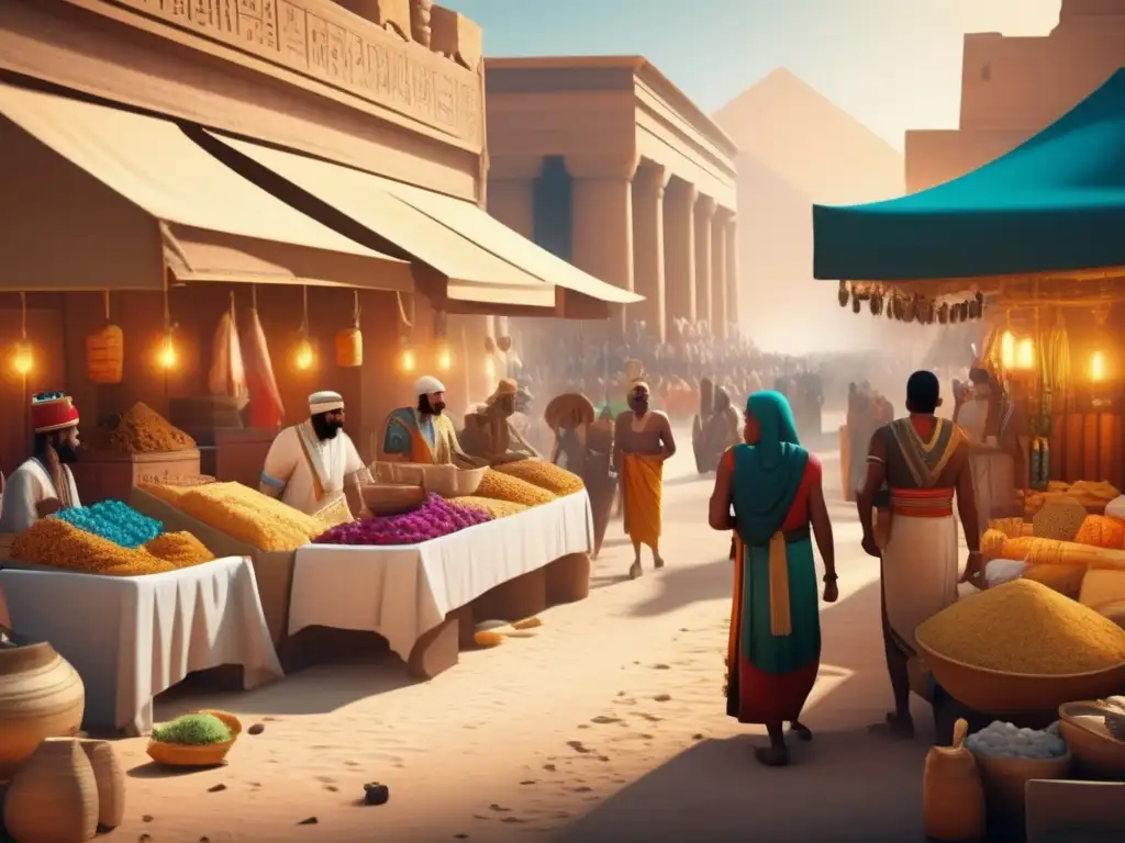 Un animado mercado en el antiguo Egipto durante la conquista extranjera