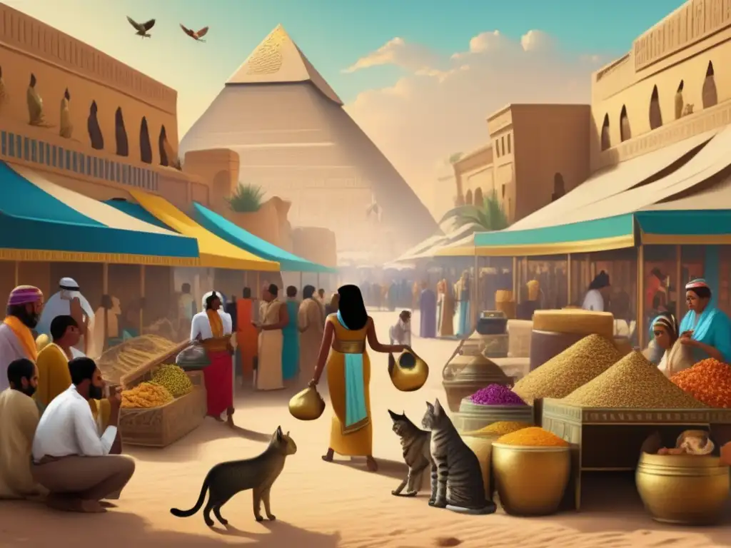 Un animado mercado egipcio muestra la conexión entre humanos y animales en la sociedad antigua