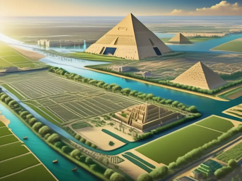 La antigua ciudad egipcia de Memphis, con su intrincada red de canales e ingeniería hidráulica, se muestra en esta imagen detallada