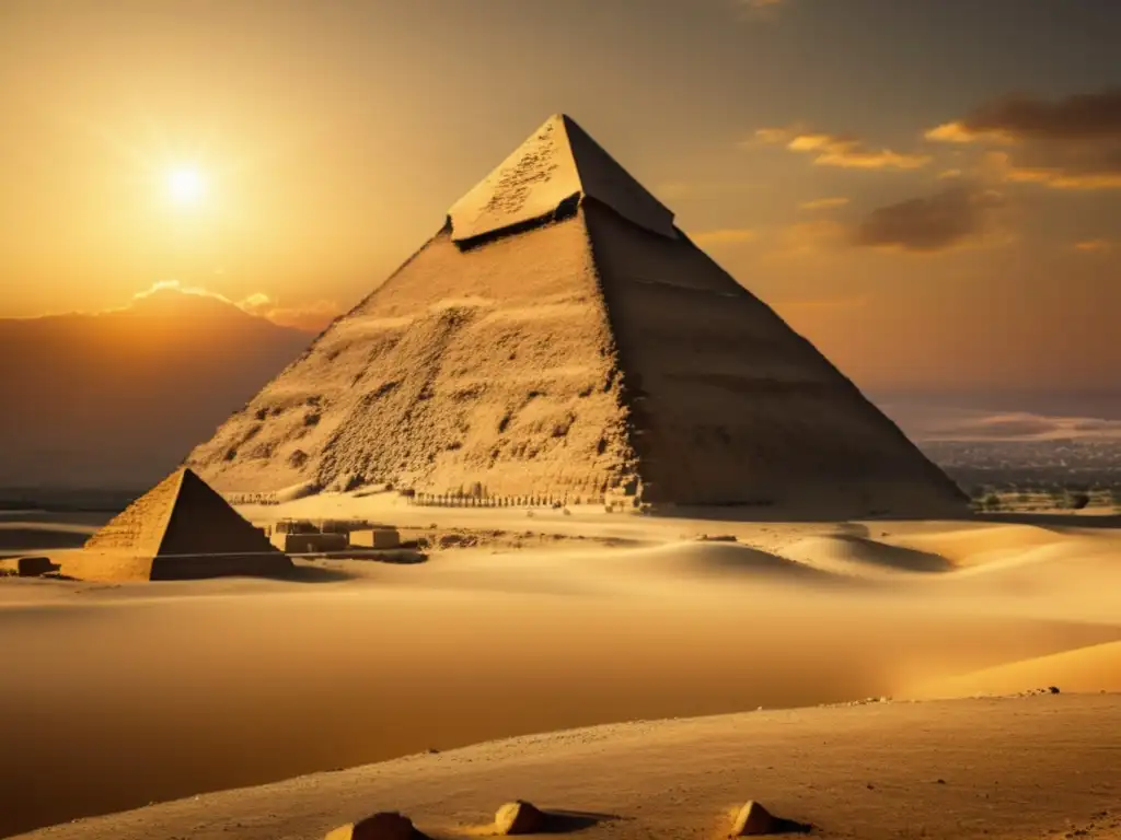 Antigua fotografía en sepia de la Primera Gran Pirámide, resaltando los escalones y la historia detrás de su significado y propósito