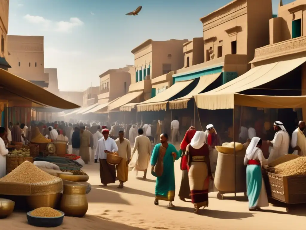 Una fotografía antigua en tonos sepia captura la esencia de la vida cotidiana en el Imperio Medio de Egipto