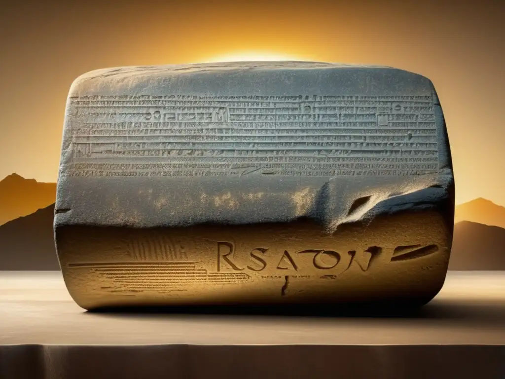 Piedra Rosetta del antiguo Egipto, misterio y encanto eternos, resaltados en una imagen cautivadora de alta definición