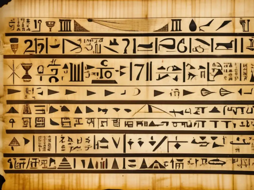 Un antiguo papiro egipcio muestra detallados cálculos y diagramas matemáticos