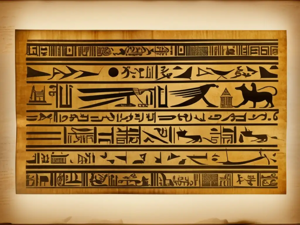 El antiguo Papiro de Rhind despliega jeroglíficos y cálculos matemáticos precisos
