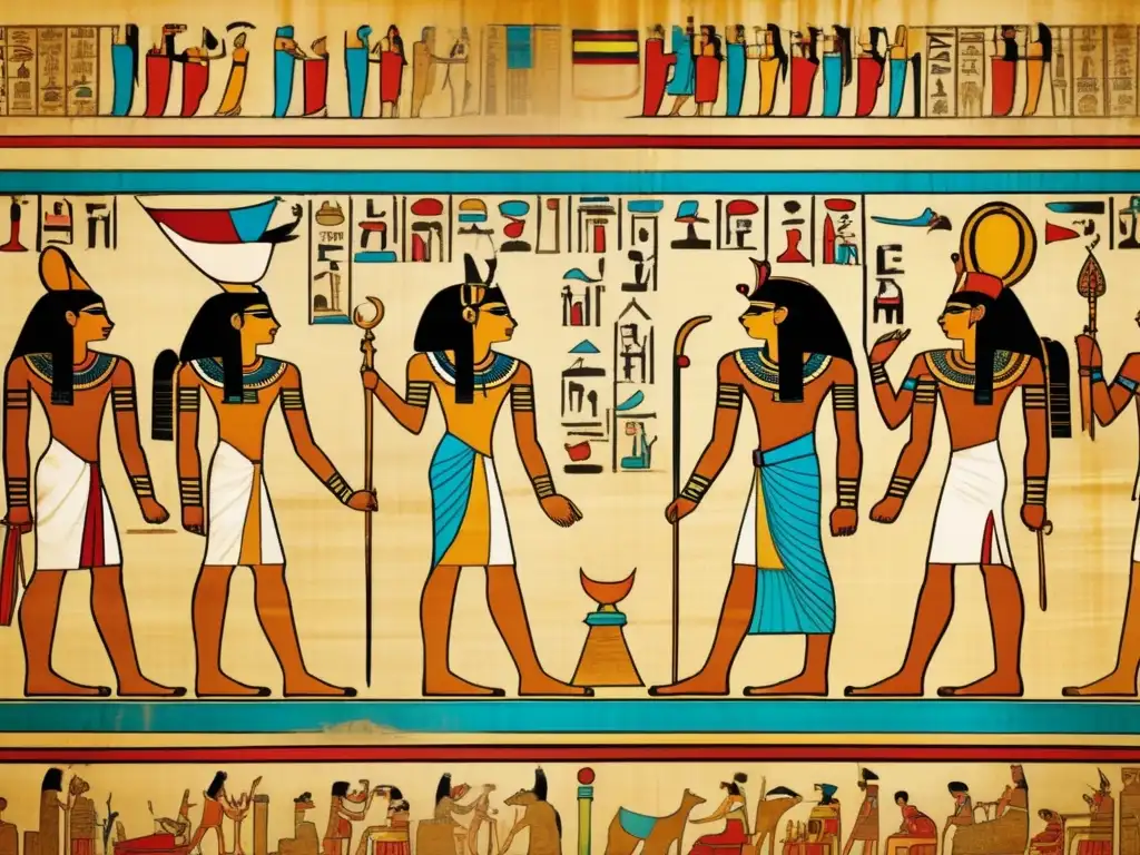 Un antiguo pergamino egipcio desplegado, lleno de misterio y fascinación