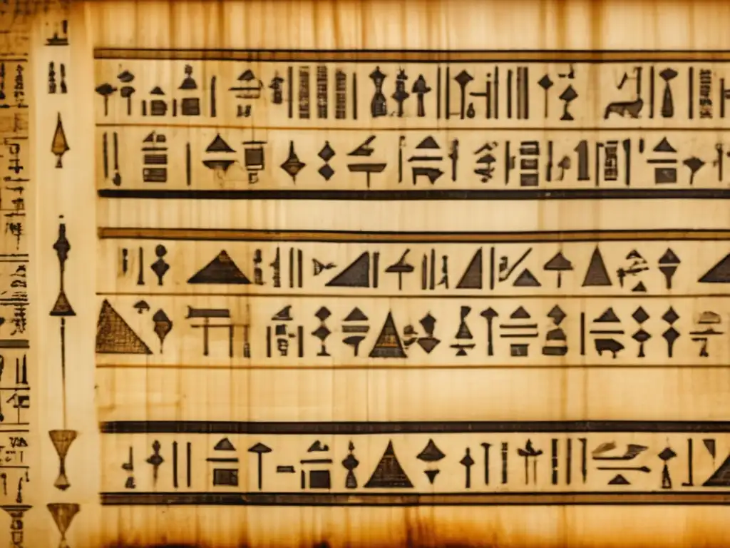 Un antiguo pergamino egipcio preservado con cuidado muestra complejidad matemática en textos egipcios