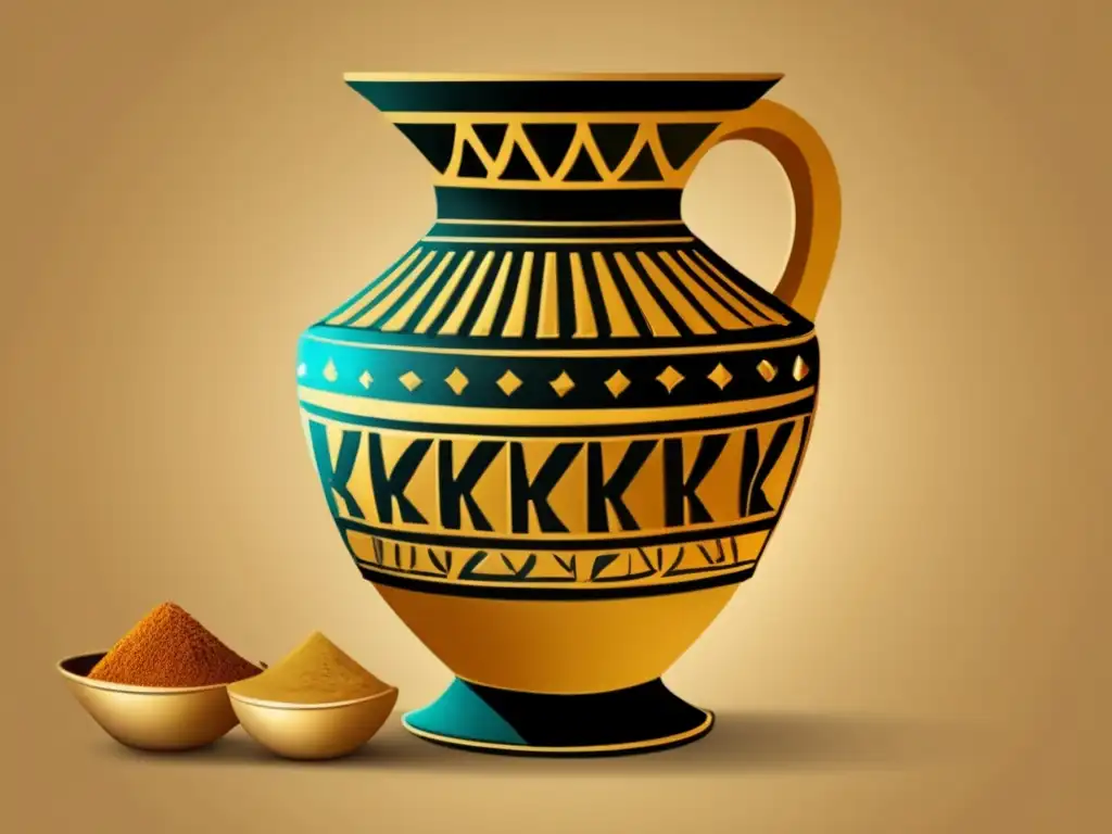 Un antiguo recipiente egipcio lleno de Kykeon, una bebida tradicional egipcia