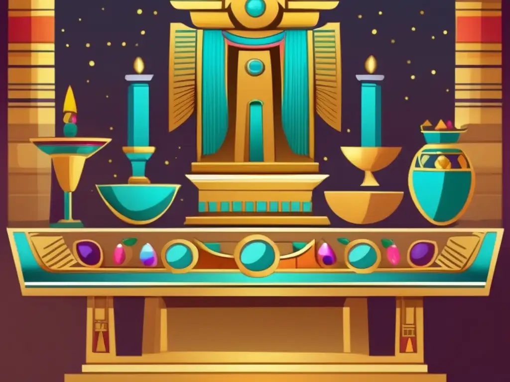 Un antiguo ritual de ofrenda en el Templo egipcio, lleno de detalles y colores vibrantes