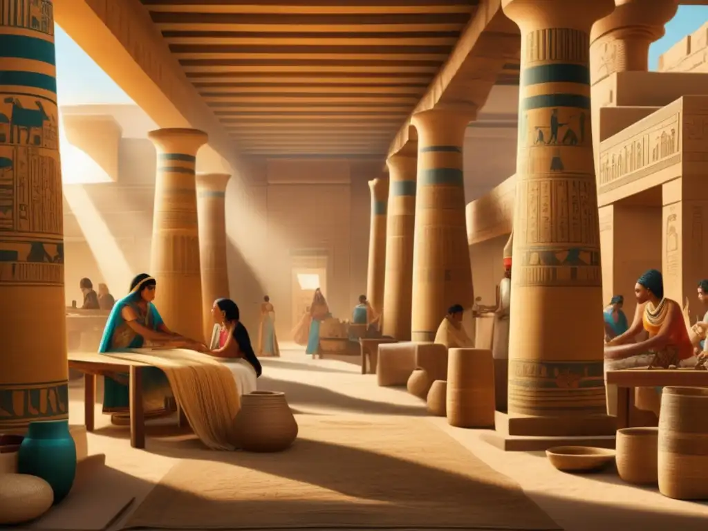Un antiguo taller textil en Egipto muestra la vibrante economía egipcia en su esplendor