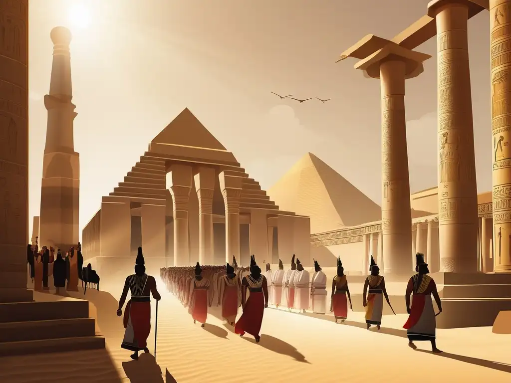 Misterio y reverencia en el antiguo templo egipcio Un antiguo templo en Egipto, bañado por la cálida luz del sol