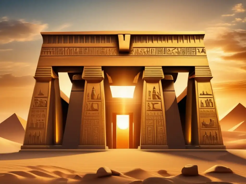 Un antiguo templo egipcio adornado con intrincados grabados jeroglíficos