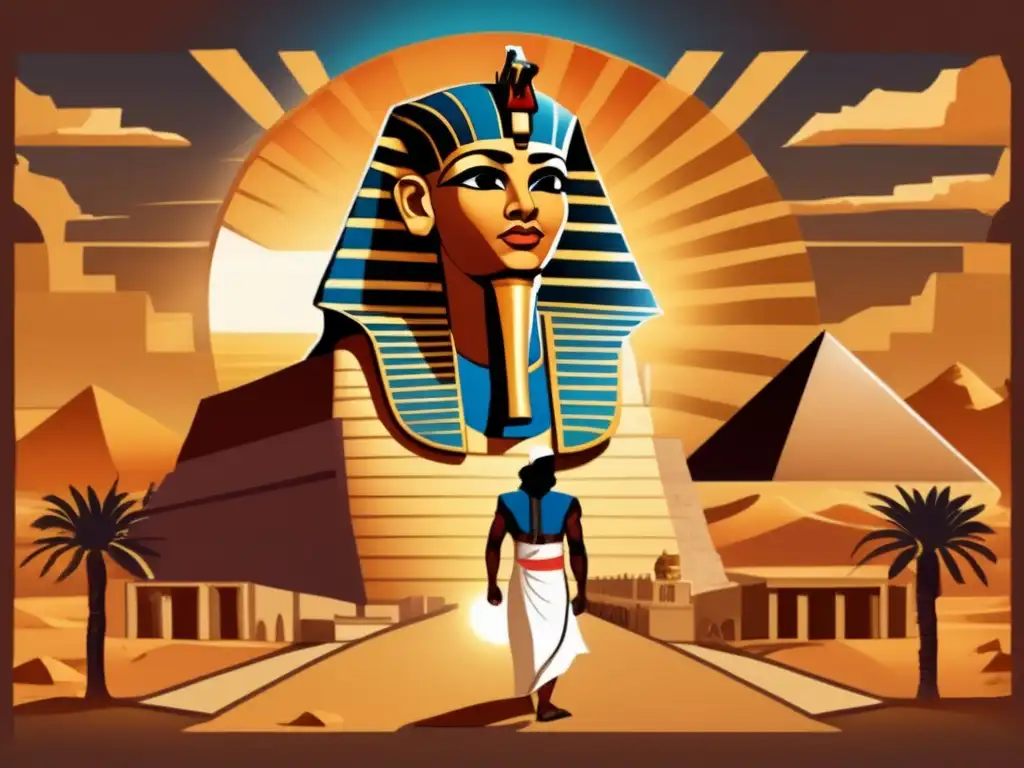 Imhotep, el arquitecto, ingeniero y médico antiguo de Egipto, se muestra en una imagen detallada y vintage