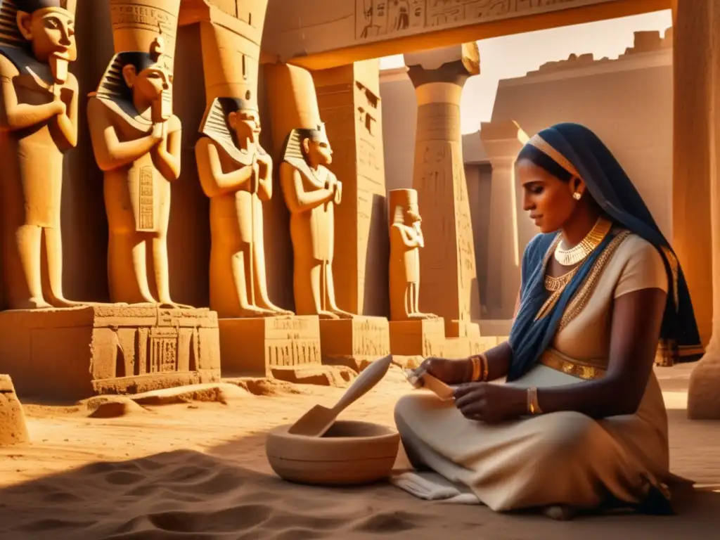 Artesanos restauran colosos en Luxor, Egipto