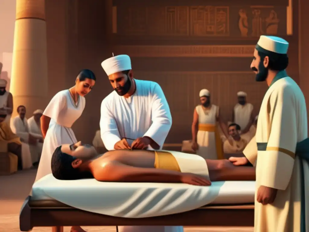Avances medicina Imperio Medio Egipto: Ilustración detallada que muestra la influencia egipcia en la medicina moderna