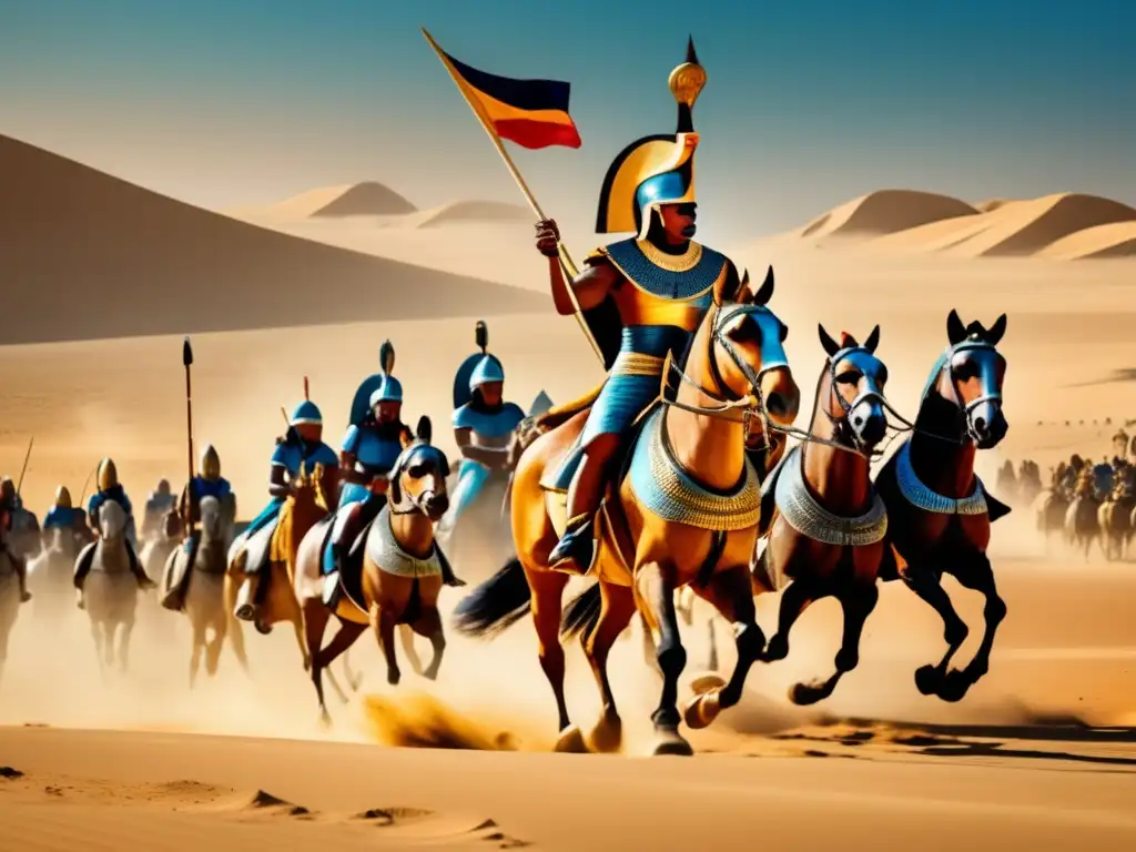 Batalla de Kadesh: Ramsés II lidera su ejército en el desierto, preparándose para el choque histórico