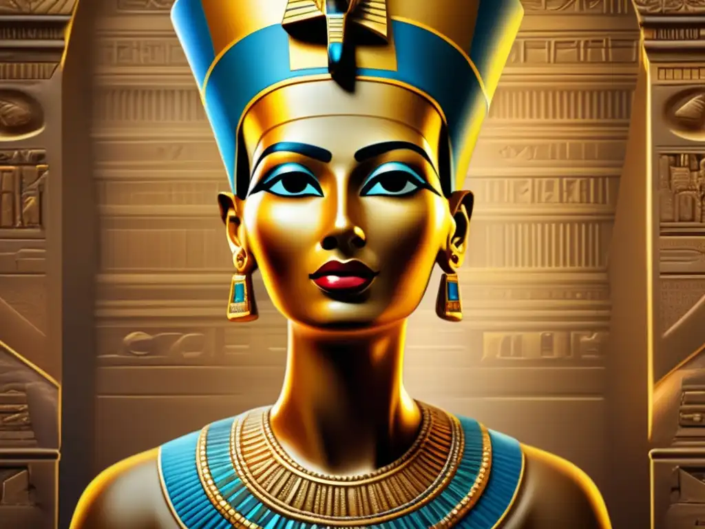 Fascinación por la Belleza del Antiguo Egipto: Detallada imagen vintage del icónico busto de la Reina Nefertiti, resaltando su elegancia atemporal y encanto histórico