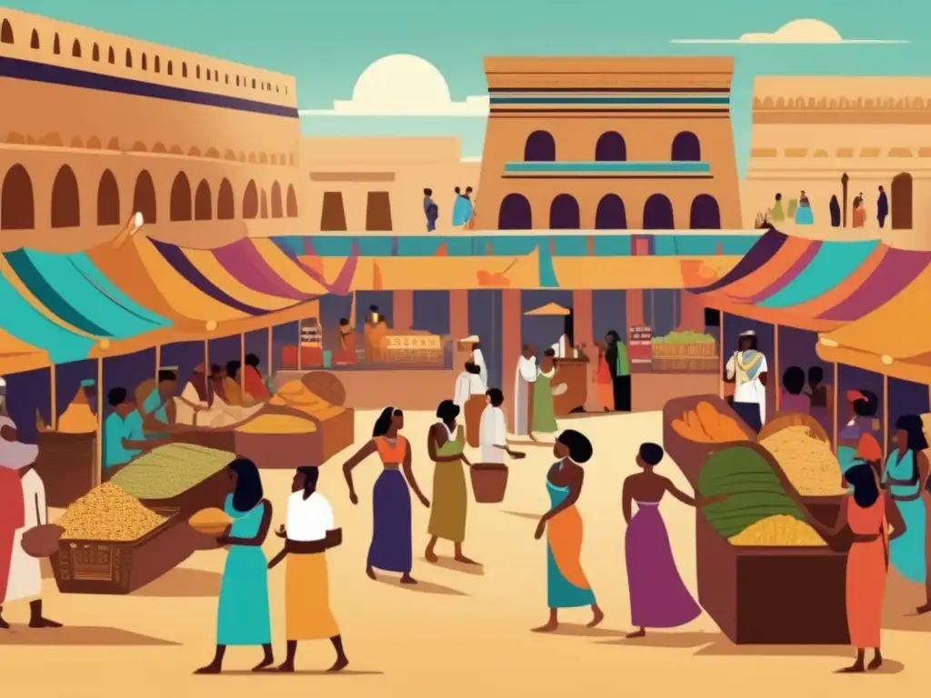 Un bullicioso mercado en el antiguo Egipto muestra la diversidad lingüística