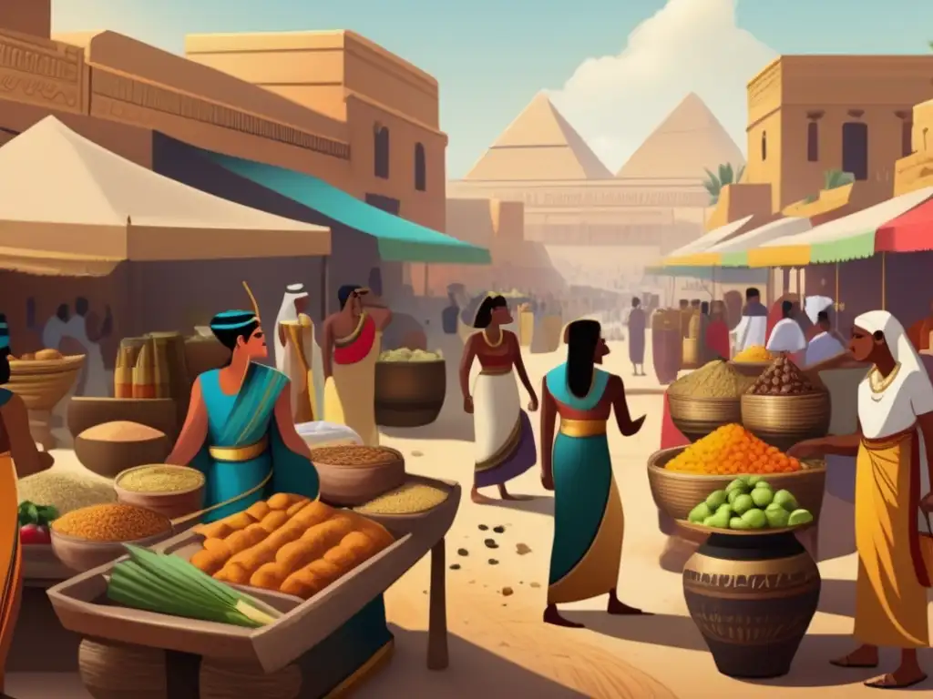 Un bullicioso mercado en el antiguo Egipto muestra la importancia de la dieta y agricultura en su civilización