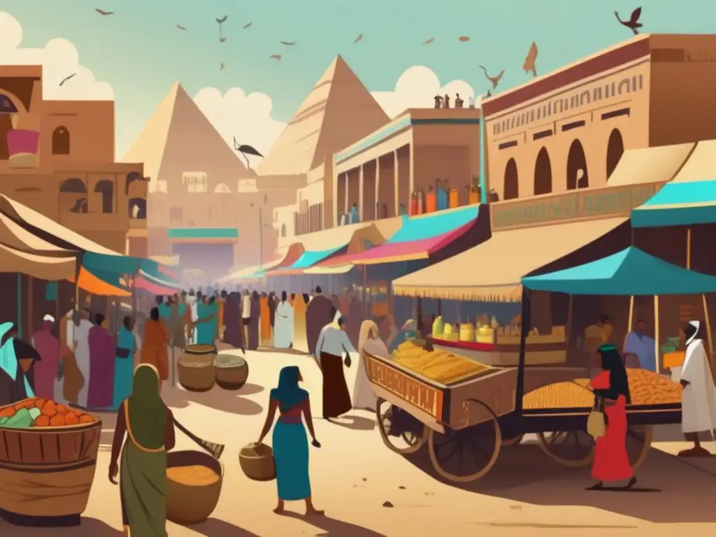 Un bullicioso mercado egipcio donde la cerveza de Hathor en Egipto es el centro de atención