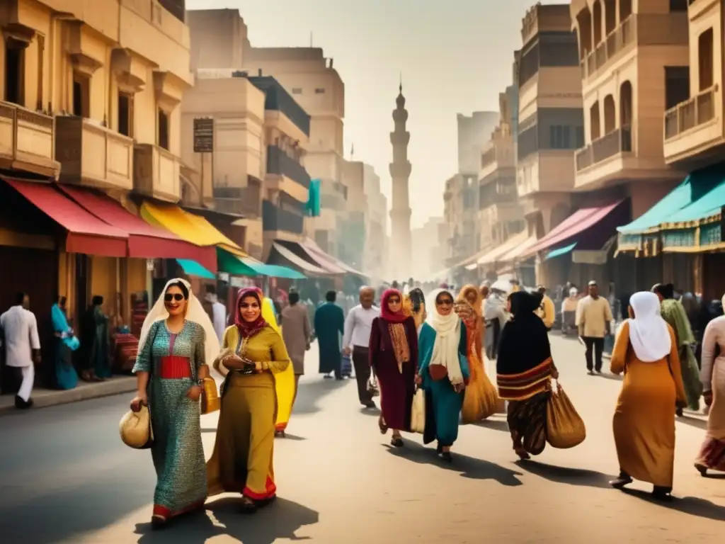 Una calle bulliciosa en el Cairo moderno, Egipto