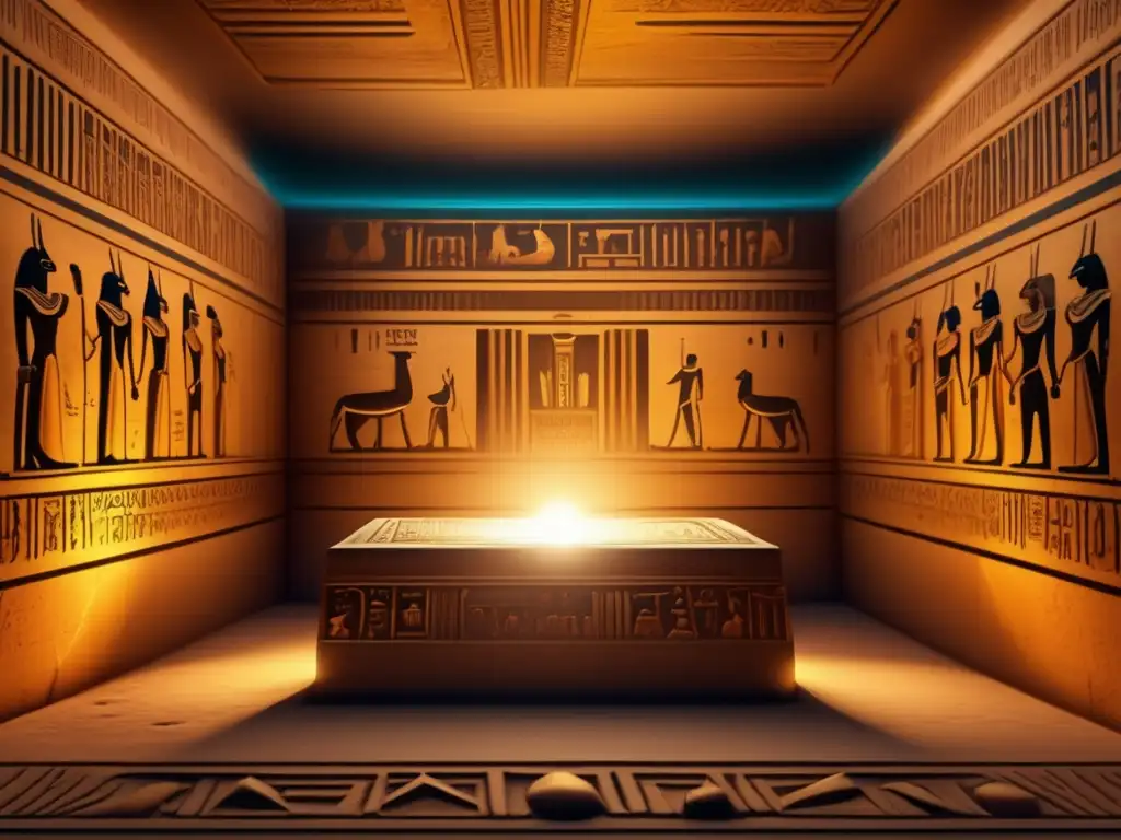 La cámara de una tumba egipcia, rica en detalles, muestra las vestimentas y accesorios antiguos, reflejando el significado de la vestimenta egipcia