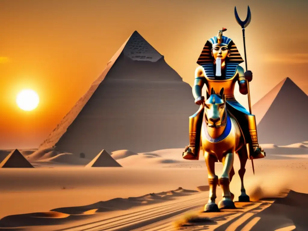 Campañas militares de Thutmose III: El poderoso faraón en un carro triunfal, rodeado de su ejército y los majestuosos paisajes del antiguo Egipto