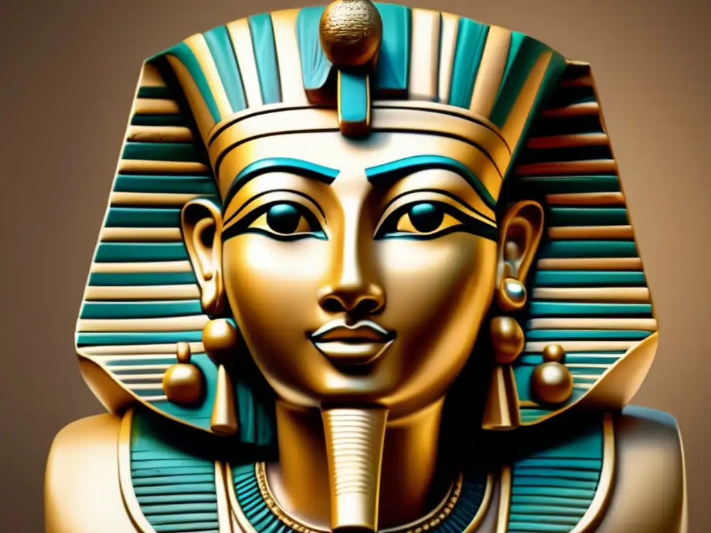 Una cautivadora escultura egipcia de un oferente con detalles intrincados, expresión serena y ofrendas simbólicas