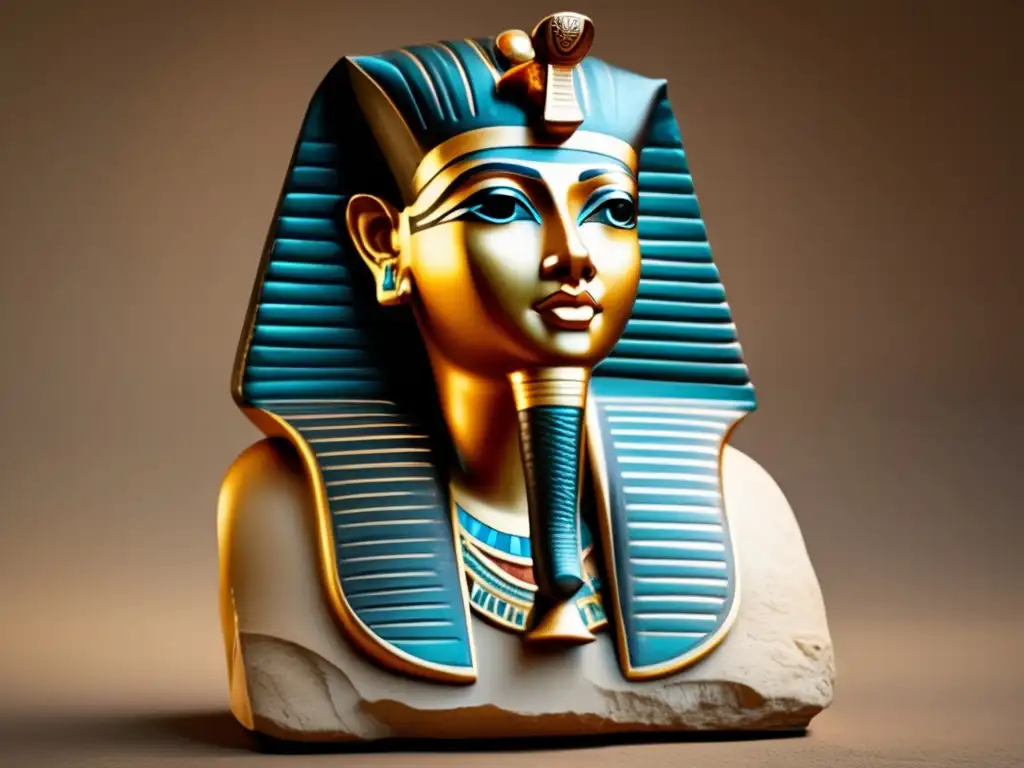 Una cautivadora escultura de oferente en Egipto, bellamente conservada, con detalles increíbles y tonos sepia que evocan nostalgia