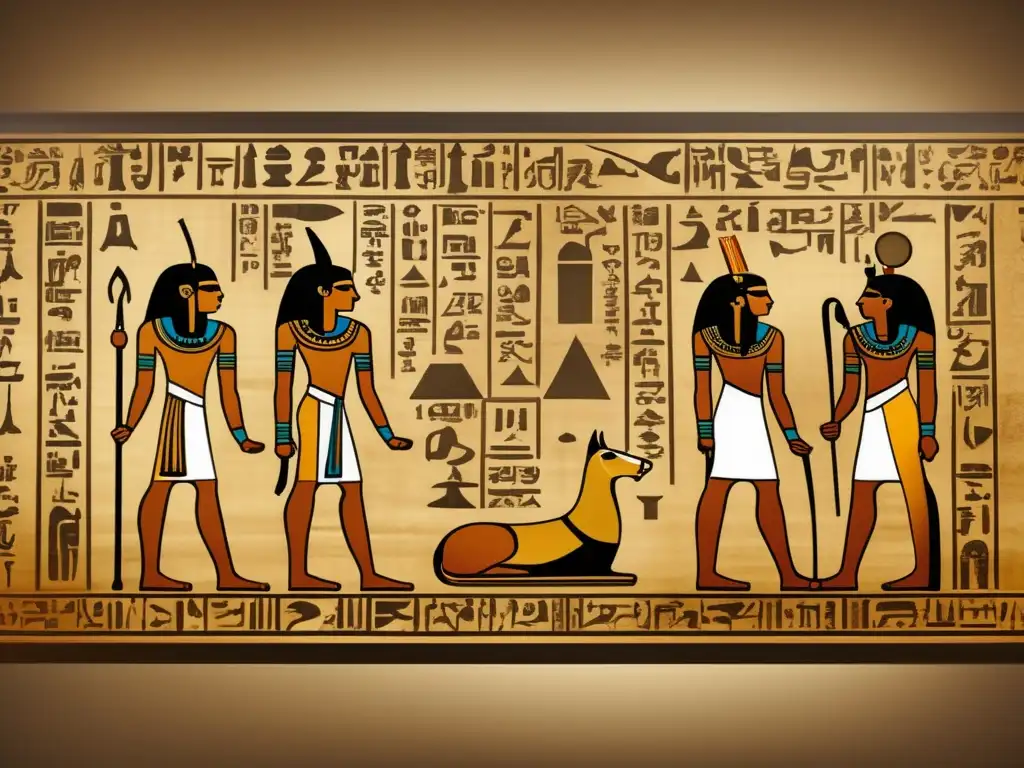 Una cautivadora imagen de un antiguo pergamino egipcio preserva la magia en sus hechizos mágicos práctica ritual egipcia