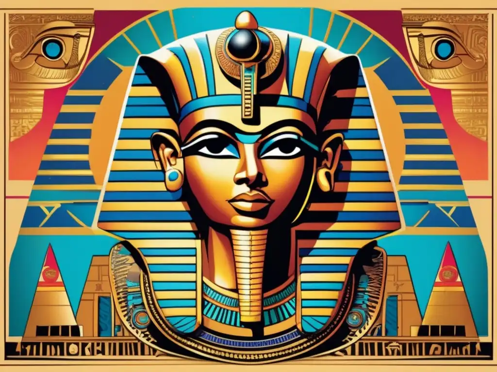 Una cautivadora imagen de un cartel de película vintage inspirado en la influencia de la cultura pop antiguo Egipto