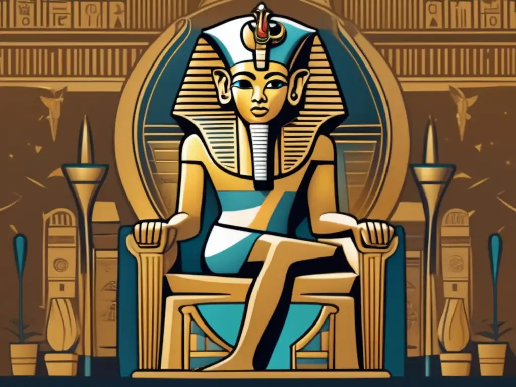 Una cautivadora imagen en ultra alta definición de Akenatón, faraón egipcio, sentado en su trono