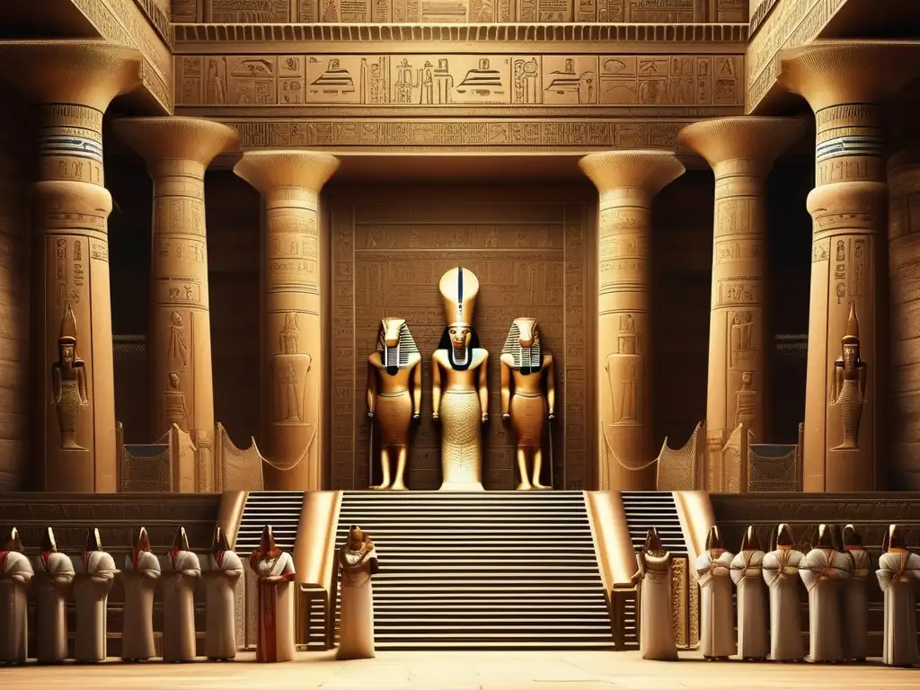 Ceremonia de Ascenso del Faraón en Egipto: Majestuosidad, espiritualidad y poder en un antiguo templo egipcio