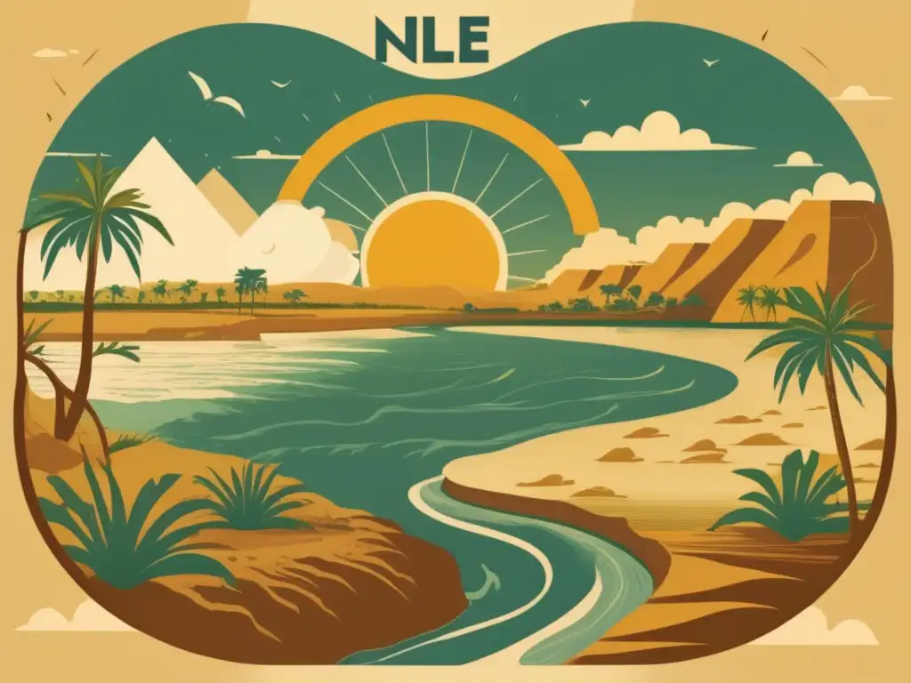 La ilustración vintage muestra el ciclo de inundaciones del Nilo
