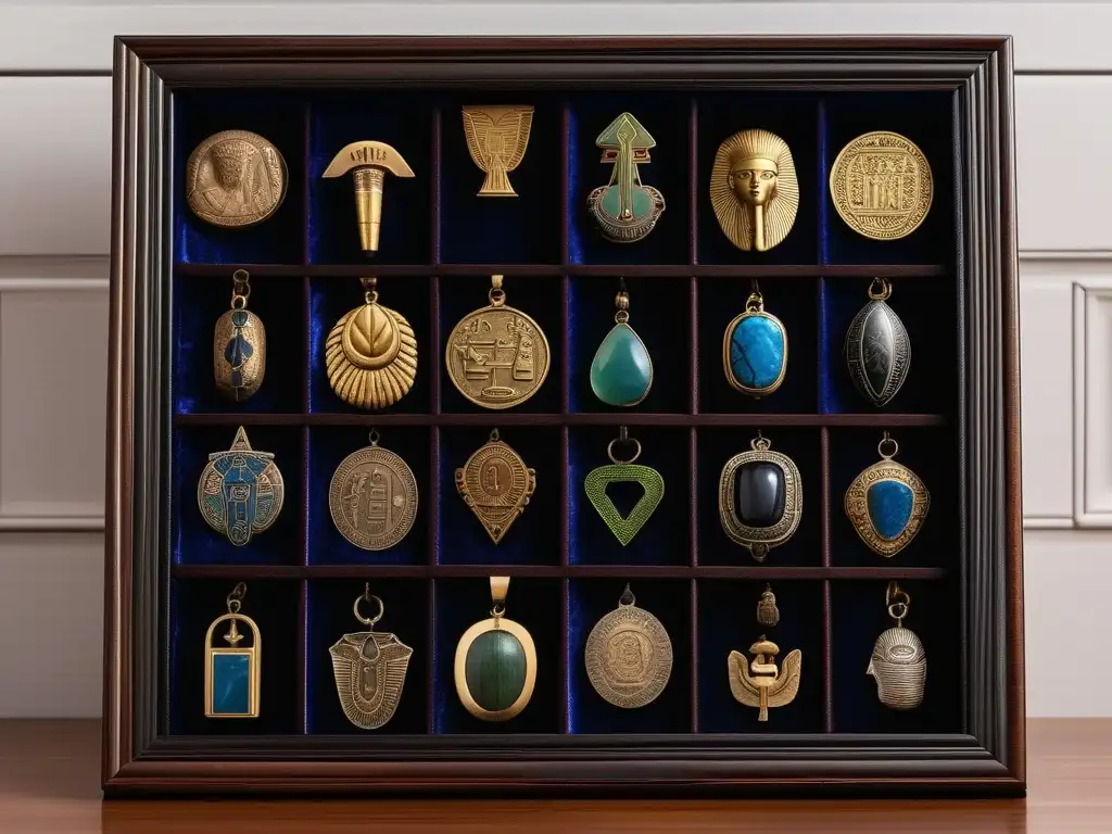 Una colección de amuletos de arte egipcio en una imagen ultradetallada de 8k
