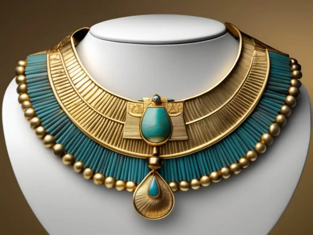 Collar usekh de oro egipcio antiguo, símbolos y poder en joyería