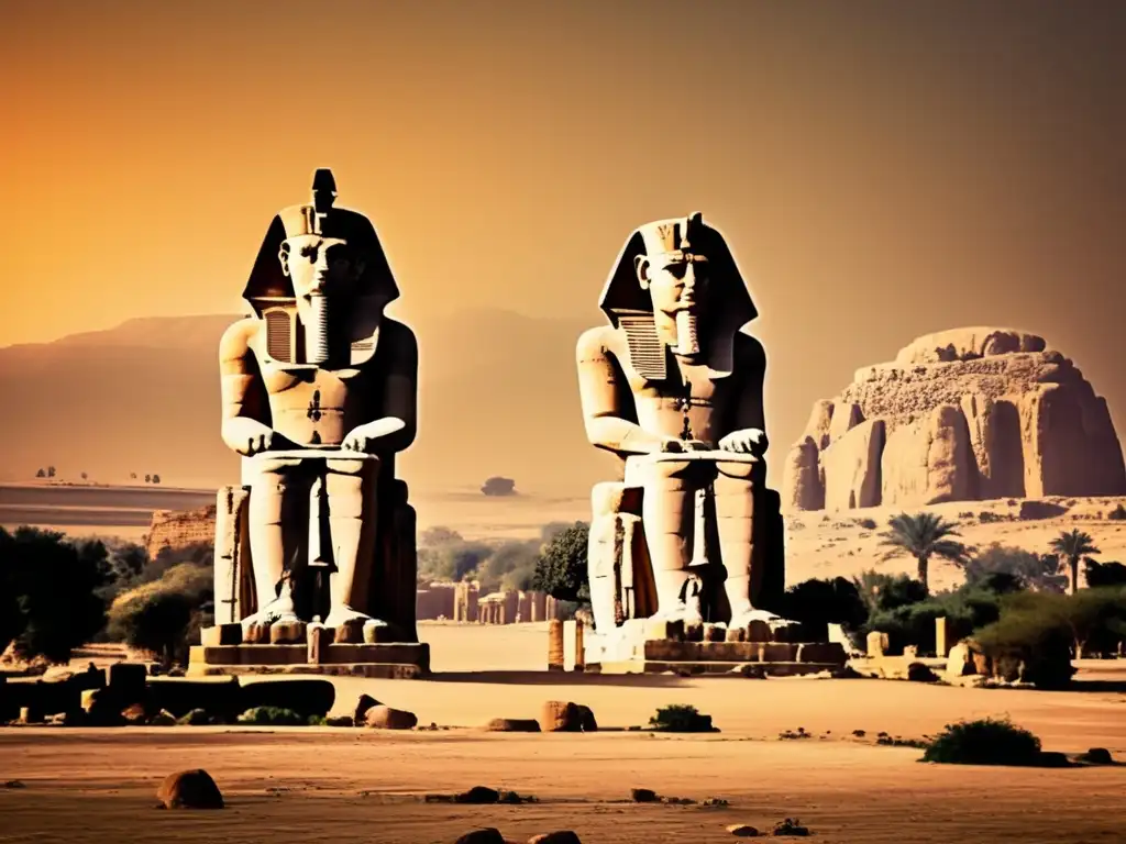 Los Colosos de Memnón: guardianes de la necrópolis Tebana, emanan una atmósfera antigua y majestuosa