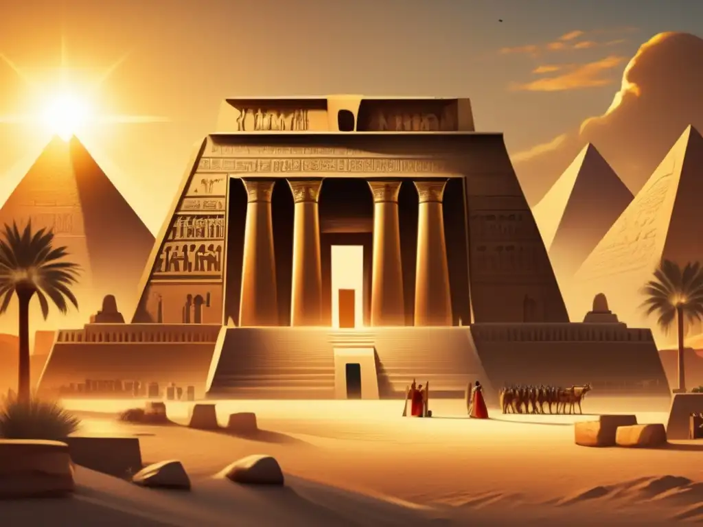 Un complejo templo en el antiguo Egipto durante el Imperio Nuevo