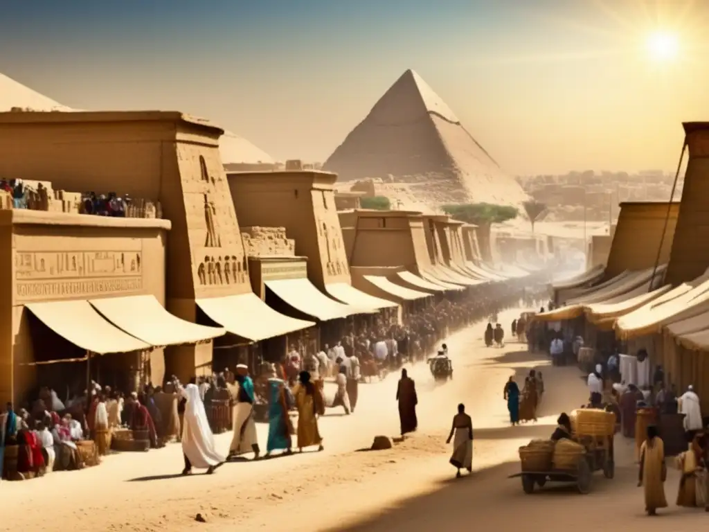 Una fotografía vintage muestra las concurridas calles de la antigua Tebas (Luxor moderna) durante el Segundo Periodo Intermedio de Egipto