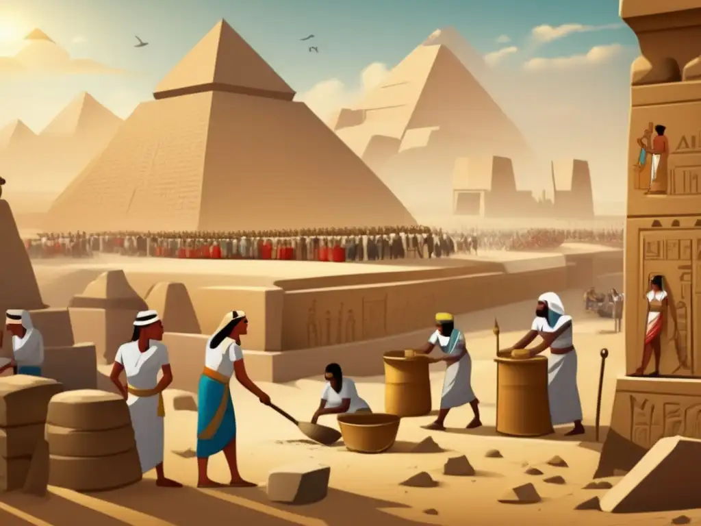 La construcción en el antiguo Egipto cobra vida en esta imagen vintage
