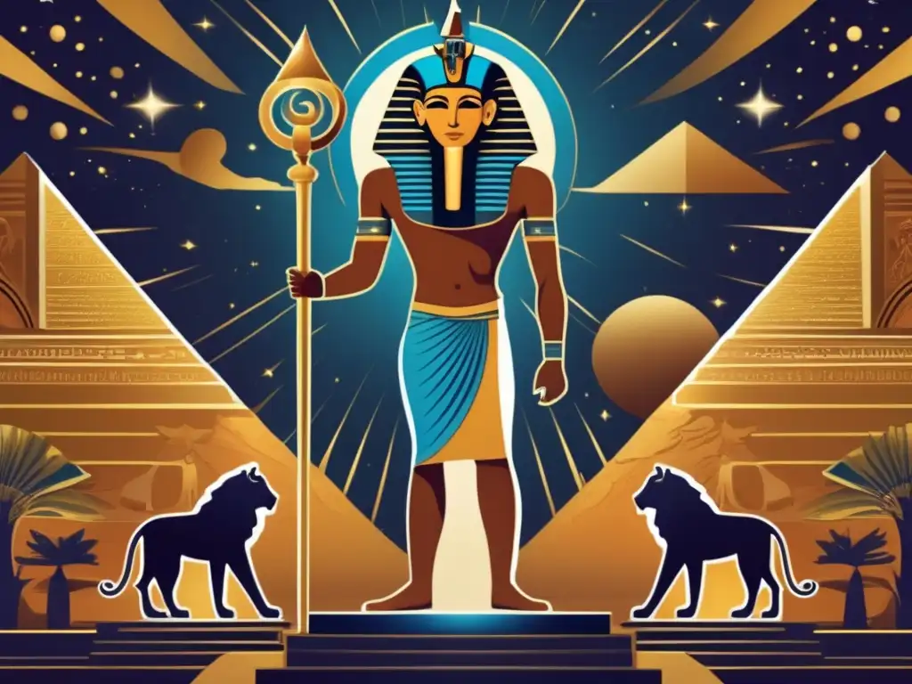 La creación mítica de Egipto: Atum, dios león, lidera a los dioses en un escenario cósmico