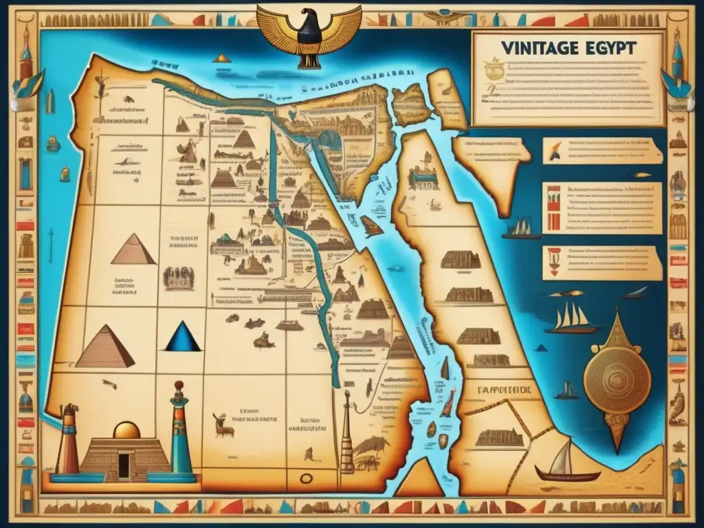 Una detallada imagen de un mapa antiguo de Egipto, que muestra la caída de los dioses egipcios y los conflictos que la moldearon