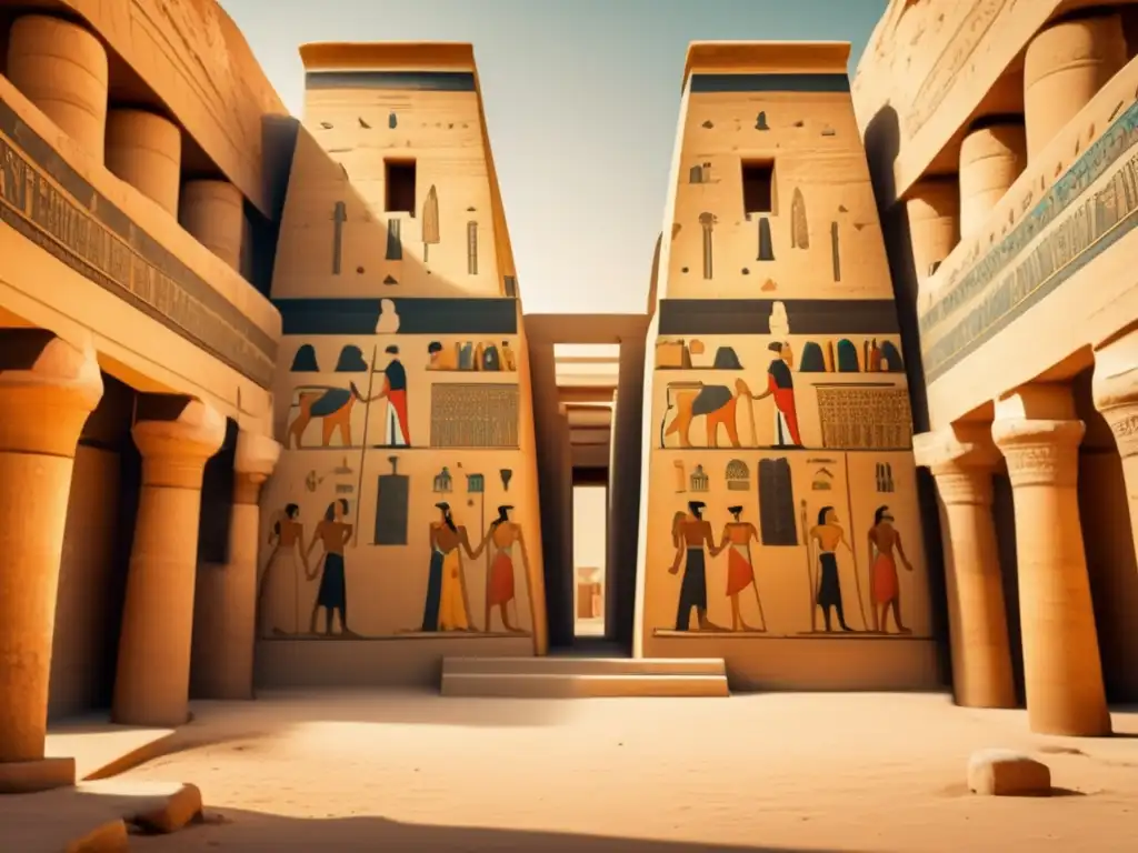 Imponente y detallada imagen vintage de las tumbas de nobles en Luxor, Egipto
