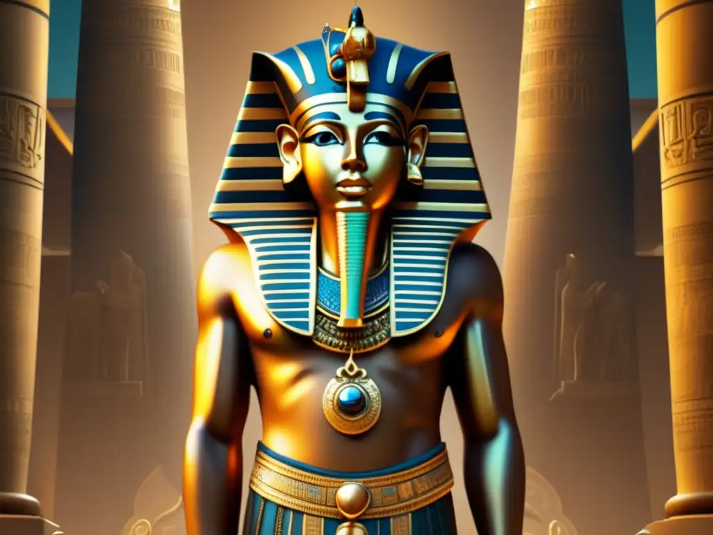 Fotografía detallada en 8k del majestuoso faraón guerrero Sesostris III, reflejando su reinado de reformas