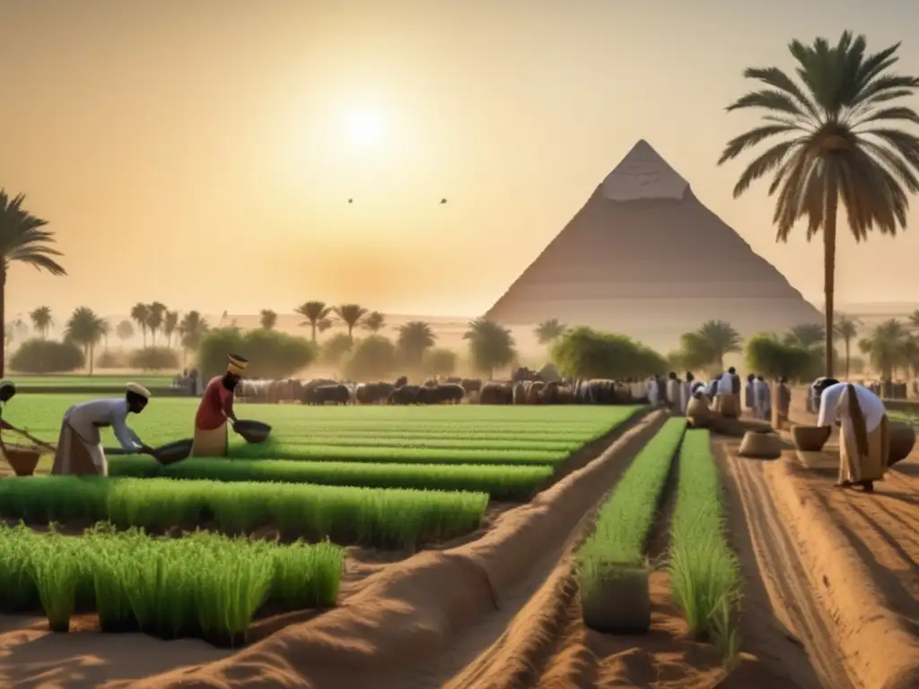 Un detallado paisaje agrícola egipcio vintage en 8k