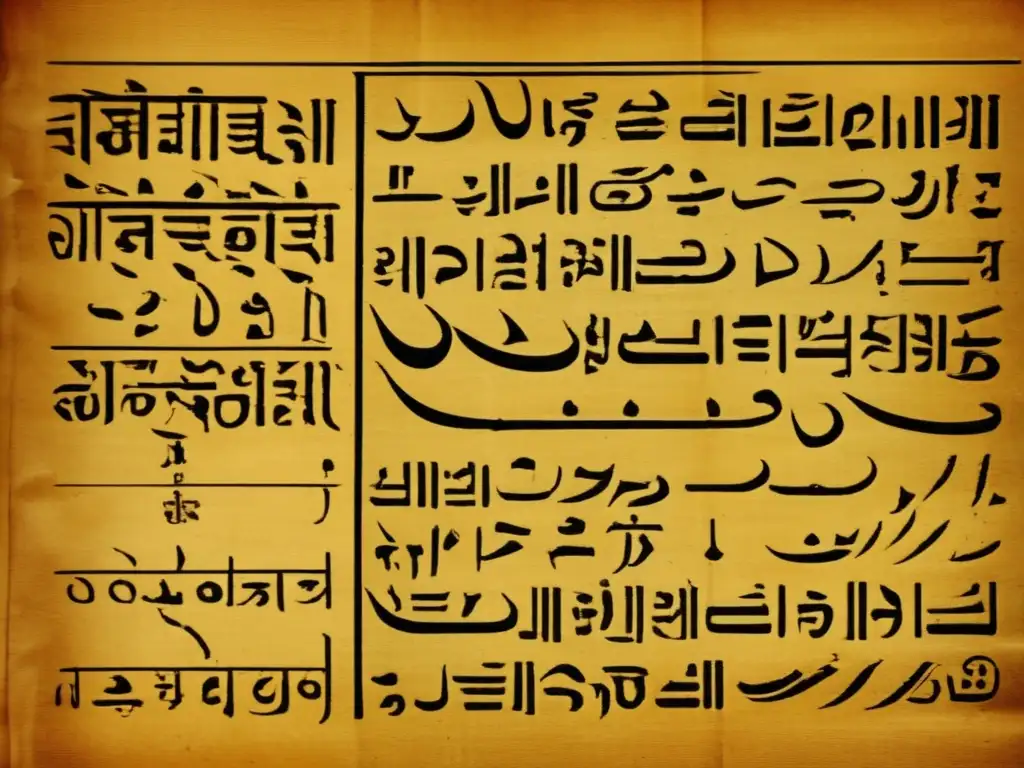 Detalle fascinante del Tratado médico papiro Edwin Smith, con sus jeroglíficos y textura de papiro antiguo