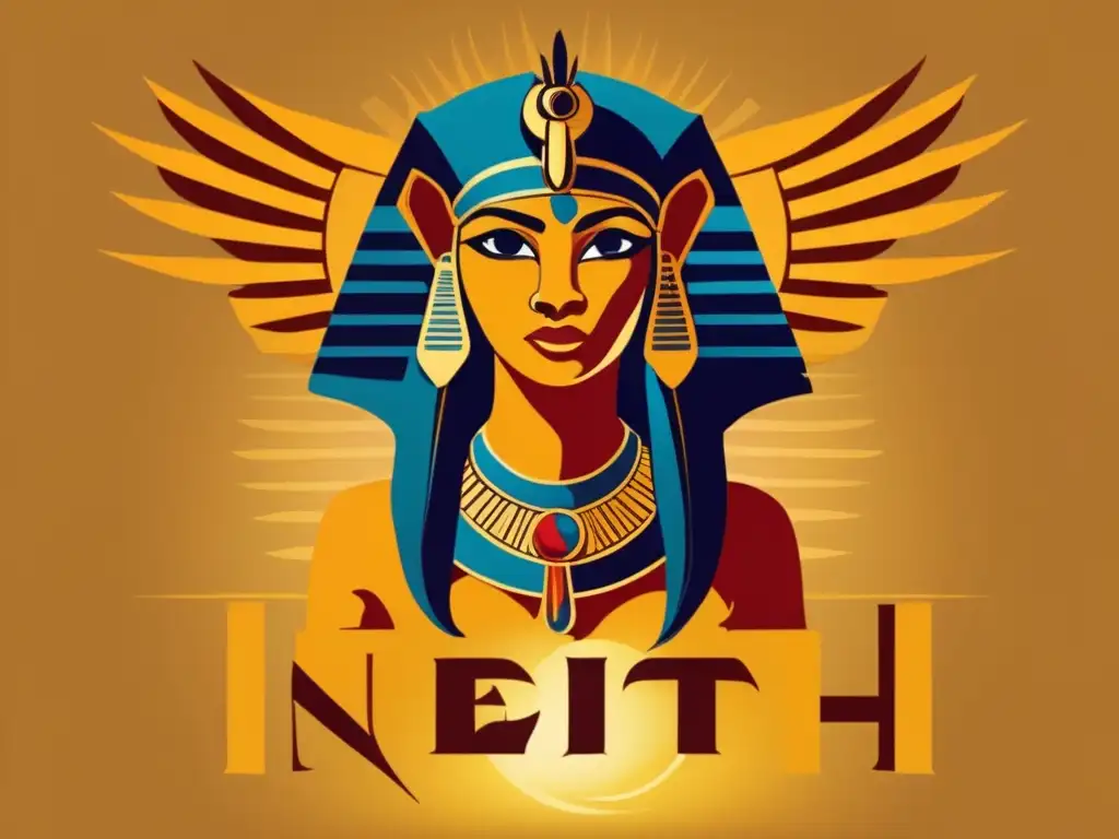 Neith, diosa creadora guerrera, se alza con orgullo en una pose regia