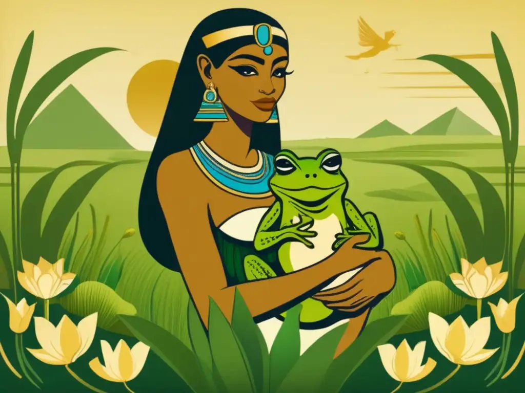 Heqet, la diosa egipcia del nacimiento y la fertilidad, una hermosa mujer con cabeza de rana