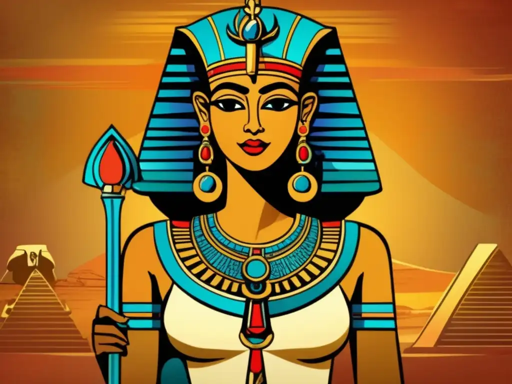 Heqet, la diosa rana de la influencia del nacimiento, se presenta en una impresionante imagen de estilo vintage en la antigua civilización egipcia